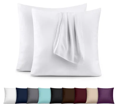 Produktbild von 2er-Set Kissenbezüge – 60 x 60 cm – – Gebürstete Mikrofaser, 100 % Polyester, mit Hotelverschluss (Kissenfüllung nicht enthalten), nur Kissenbezug – Weiß