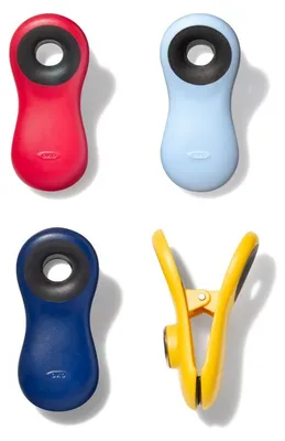 Produktbild von OXO OX13328400, Beutelverschlussclip, Blau, Hellblau, Rot, Gelb, Kunststoff, 4 Stück(e)
