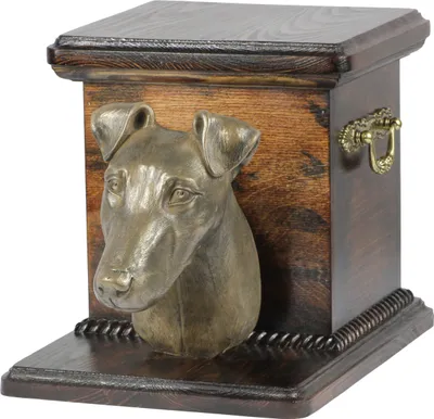 Obrázok produktu pre Foxteriér hladkosrstý urna na popol psa so sochou, elegantná urna pre psa, výnimočná urna s bustou psa značky Art-Dog