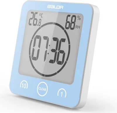 Produktbild von Badezimmeruhr, Duschtimer-Alarm, digitale Uhren, wasserdichte Küchentimer-Uhren mit Thermometer und Hygrometer zum Duschen, Kochen und Schminken