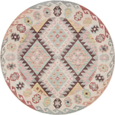 Produktbild von benuta Waschbarer Vintage Teppich George Multicolor ø 160 cm rund Wohnzimmerteppich Schlafzimmer weich orientalisch