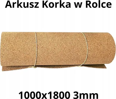 Zdjęcie produktu dla Wysokiej jakości naturalny arkusz korka w rolce 3 mm - 1000x1800mm (1 szt.)