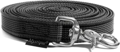 Produktbild von Mystique® Gummierte Schleppleine 20mm mit HS rostfreiem Scherenkarabinerhaken schwarz 10m