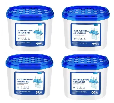 Produktbild von Feuchtigkeitsabsorber-Boxen - Luftentfeuchter für Kleiderschrank und Bad - 4er-Pack - 500 ml pro Box - Geruchsabsorbierend