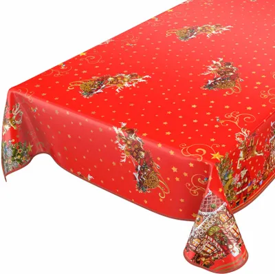 Produktbild von Tischdecke Wachstuch Weihnachten Rot Robust Wasserabweisend Breite 140 cm Länge 220 cm