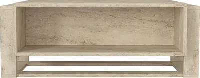 Produktbild von Couchtisch Bianco mit offenem Staufach in beiger Granit Optik und goldenen Details, 2482