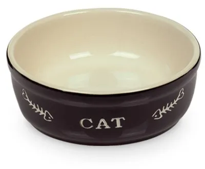 Zdjęcie produktu dla Nobby ceramiczna miska dla kota "CAT" Ø13,5 X 5 cm czarna / beżowa