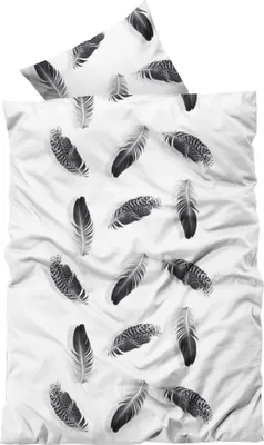 Produktbild von Winter Bettwäsche 200x200 cm Feder schwarz weiß Flausch Warme Thermofleece