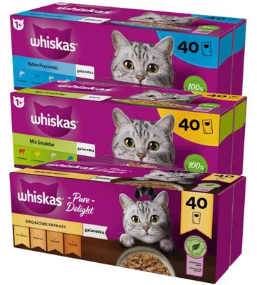 Produktbild von Whiskas Adult 120x85g Nassfutter für Katzen, Geschmacksrichtungen im Gelee