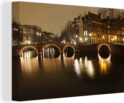 Produktbild von OneMillionCanvasses® - Leinwandbilder - 150x100 cm, Bild der Keizersgracht in Amsterdam, Wandbilder Kunstdruck Wanddekoration