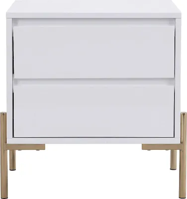 Produktbild von Nachttisch mit 2 Schubladen - MDF und Metall - Weiß lackiert und gold - KORASA by Pascal Morabito