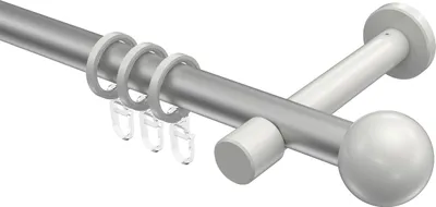 Produktbild von Interdeco Gardinenstange / Vorhangstange Silbergrau / Weiß, Typ Prestige Luino (Kugel), 20 mm Ø 1-läufig, 540 cm