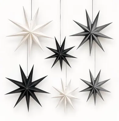6 Papiersterne für Weihnachten, 30 cm und 45 cm