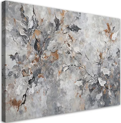 Produktbild von Leinwandbild Abstrakte Botanik Graues Gold 60x40 Feeby Silber bild für die wand bereit zum aufhängen