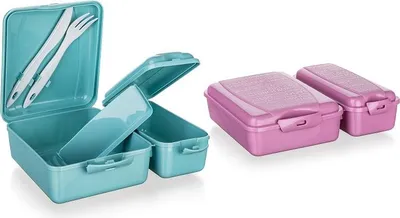 Obrázok produktu pre Obedový box s príborom a priehradkou, raňajkový obedový box mix farieb 21,5x16cm
