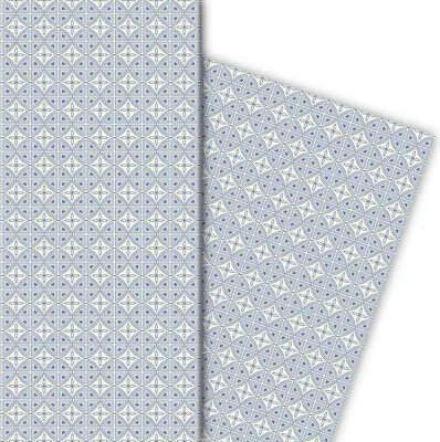 Produktbild von Klassisches indigo Geschenkpapier im Kachel Muster, blau - großes Muster - G7193, 32 x 48cm