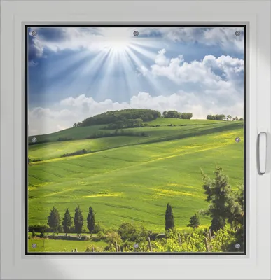 Produktbild von Wallario Lichtschutzbild, Dekorativer Sichtschutz Sonnenschutz 96 x 100 cm mit Motiv: Strahlender Sonnenschein - Verdunklung ohne Bohren