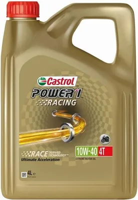 Produktbild von Castrol Power 1 Racing 4T 10W-40, 4 l, 10W-40, Motorrad, Benzin, Ottomotor, Gold