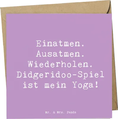 Produktbild von Mr. & Mrs. Panda Grußkarte Spruch Didgeridoo Yoga - Lavendeltraum - Geschenk, Klappkarte, Kultur, Lernen, spirituell, vibrierend, anlasskarte, Musiker, doppelkarte, Musik