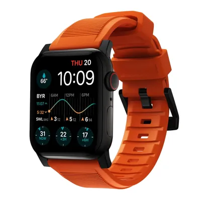 Obrázok produktu pre Nomad Rugged, Skupina, Smartwatch, Oranžová, Čierna, Apple, Apple Watch 49mm, 46mm, 45mm, 44mm, and 42mm (Ultra 1-3, Series 1-11, and SE), Nerezová oceľ, Guma
