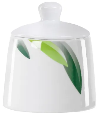 Produktbild von Van Well Siena Zuckerdose mit Deckel, Ø 90 mm, 280 ml, Blattdekor, Kaffeezubehör, Marken-Porzellan