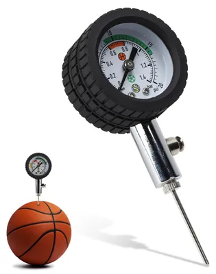 Obrázek produktu pro Ruční pumpa na míče s manometrem – jehly vhodné pro fotbalové a basketbalové míče – ventil proti přetlakování