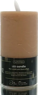 Immagine prodotto di Lumineo candela di cera LED per interni Effetto fiamma caramello bianco caldo Ø 7 cm altezza 15 cm