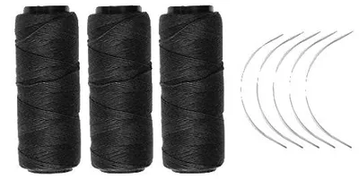 Produktbild von Haarwebenfaden, Baumwollmaterial, enthält 5 Nadeln, schwarz