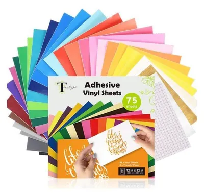Produktbild von 2 x Tavolozza 30,5 x 30,5cm Vinylfolie Plotter Selbstklebend – 75 Permanentem Klebefolien Vinylfolien für Cricut DIY-Geschenke, Tasse, Fenster, Keramik, Kunststoff