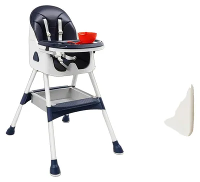 Image de Chaise haute pour bébé, plateau réglable, ceinture de sécurité, bleu