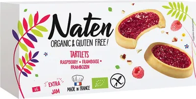 Zdjęcie produktu dla CIASTKA TARTALETKI Z DŻEMEM MALINOWYM BEZGLUTENOWE130 g - NATEN