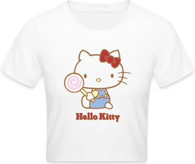 Produktbild von Spreadshirt Hello Kitty Mit Lollipop Crop Top, XS, Weiß