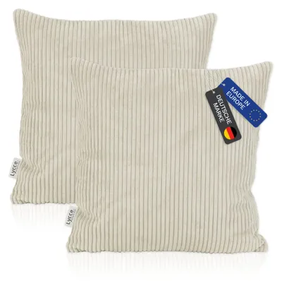 Produktbild von Lycce 2er Set Kissenbezug aus trendigem Cordstoff (50 x 50 cm) - ideal für kuschelige Sofakissen oder Dekokissen, verschiedene Farben -  EU, Farbe:grün