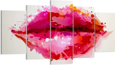 Produktbild von Bild auf Leinwand - Leinwandbild - Rote Lippen glänzend Lippe Glanz - 160x85cm - Wand Bild - Wanddeko - Leinwanddruck - Bilder - Kunstdruck - Leinwand bilder - Wandkunst - EA160x85-2706