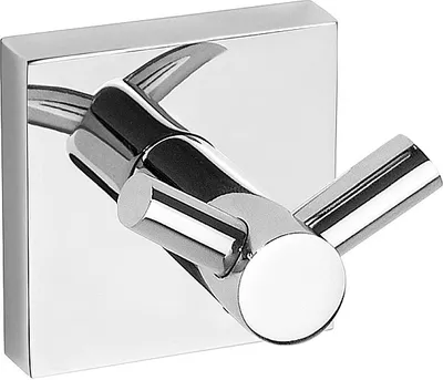 Produktbild von META Doppelkleiderhaken Messing Chrom poliert 55x55x50 mm für Bad & Küche >> zum Bohren oder Kleben