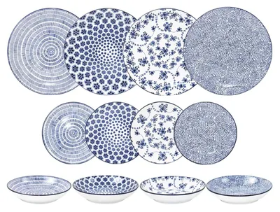 Zdjęcie produktu dla Zestaw zastawy stołowej Ibili Armonia, porcelana, 12 sztuk, niebieski