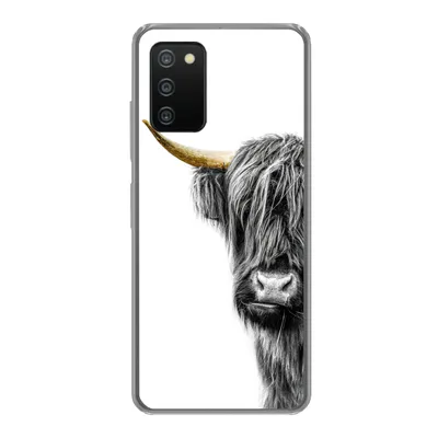 Produktbild von MuchoWow® Handyhülle Schutzhülle Hülle für Samsung Galaxy A03s Schottischer Highlander - Tiere - Schwarz und Gold Silikon Softcase Handy Hülle - Schutz