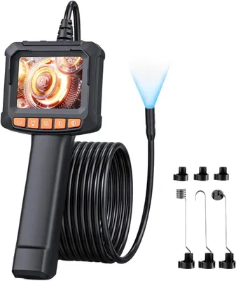 Produktbild von Beleuchtete Endoskopkamera, 1080P HD-Pipeline-Kamera mit 8 LEDs, 2,4-Zoll-IPS-IP67-Bildschirm, Inspektionskamera-Livebild mit 2-fachem Zoom, 16,4 Fuß