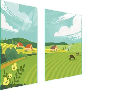 Produktbild von Herdabdeckplatten 2 teilig 75x52 Glaskeramikkochfeld Abdeckung Glas Schneidebrett Landschaft Dorf