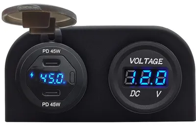 Produktbild von ProRide 12V USB-C Autoladegerät 2 Ports 45W QC3.0 mit Voltmeter, Blau