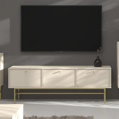 Produktbild von Masseno TV-Schrank TORINO 180 cm Fernsehschrank mit 3 Türen TV-Lowboard für Wohnzimmer Modern 180x40,8x62,5 cm Beige / Beige