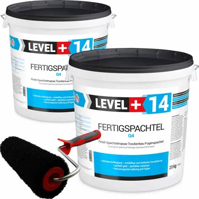 Produktbild von Set 40kg Fertigspachtel + Profi Glättwalze 250mm Spachtelmasse Level+ SET210