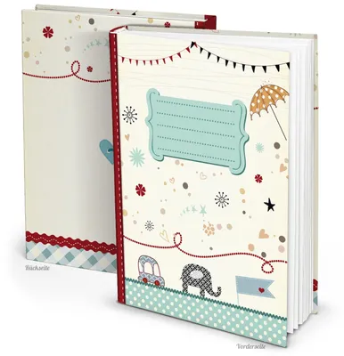 Produktbild von Babytagebuch DIN A4 blau beige rot - Blankobuch zum Selberschreiben
