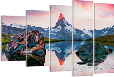 Produktbild von Bild auf Leinwand - Leinwandbild - Berge Felsen Wasser - 150x100cm - Wand Bild - Wanddeko - Leinwanddruck - Bilder - Kunstdruck - Wanddekoration - Leinwand bilder - Wandkunst - EG150x100-3892