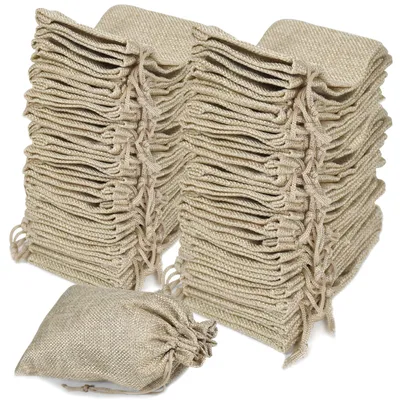 Productafbeelding van Katoenen zakjes met trekkoord - 50 stuks - Voor opslag en verpakking - 9 x 12 cm