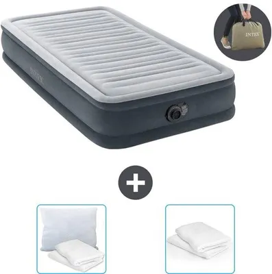 Produktbild von Einzelbett Luftmatratze 99 x 191 x 33 cm - Grau - Mit Pumpe - Kopfkissen und Kopfkissenschutz