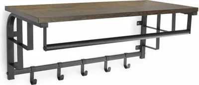 Produktbild von Wandregal Hakenleiste LOFT 66x27x30 cm Flür schwarz braun Dekoration