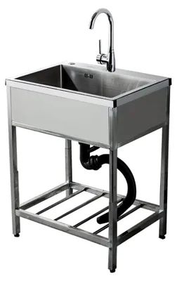 Produktbild von Edelstahl-Spülbecken, freistehendes Waschbecken für gewerbliche Küchen, Küchenspülstation mit Wasserhahn, vielseitige Spüle für Garagen