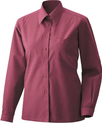 Produktbild von Damen-Bluse, langarm, Kentkragen, tailliert, bordeaux, Größe 50  : bordeaux : 60% Baumwolle 40% Polyester 120 g/m² : 50