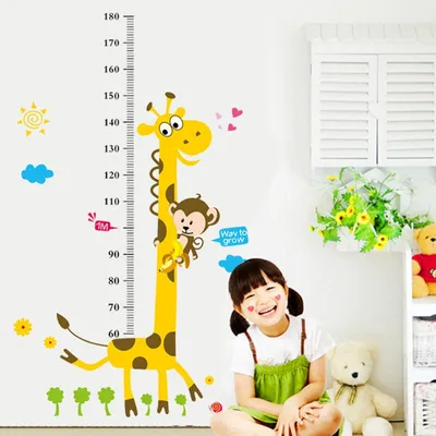 Produktbild von Wandaufkleber, dekorative Klebefolien, Höhenmesslatte, Affe und Giraffe